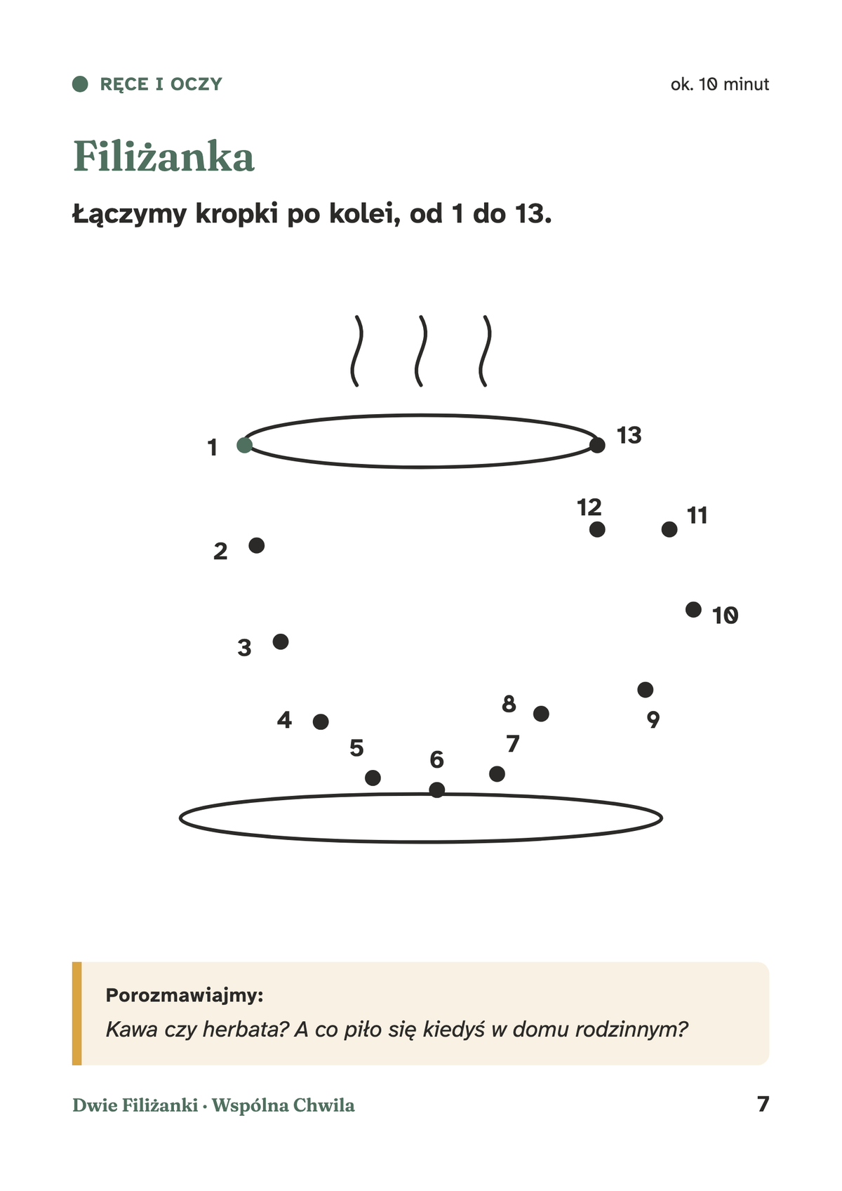 Przykładowa strona: filiżanka do połączenia kropek